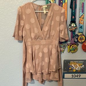 Blush pink polka dot romper